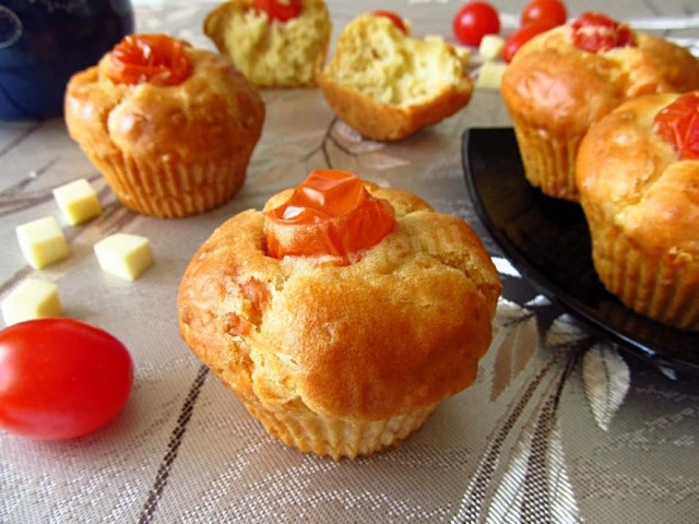 Muffins with cheese and cherry