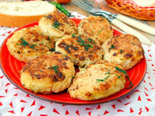 Cabbage patties in a frying pan