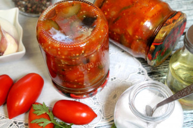 Eggplant and cucumber salad for winter