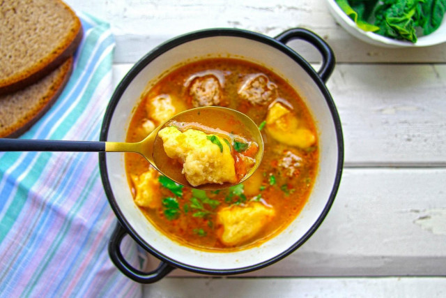 Dumplings for soup made from flour and eggs