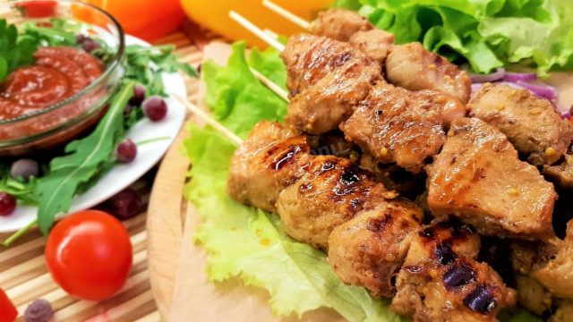 Turkey kebab in cranberry honey marinade