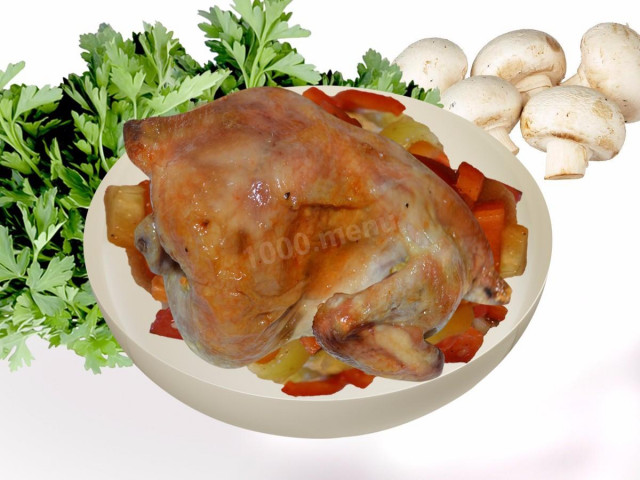 Partridge stuffed with mushrooms