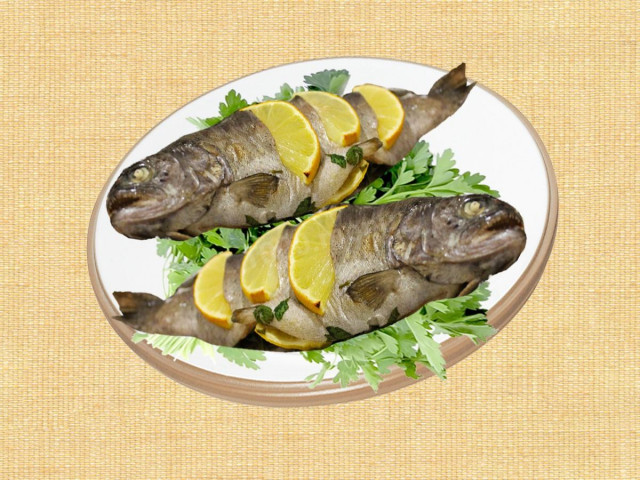 Trout in foil with lemon