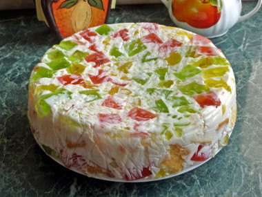 Broken glass cake with sponge cake