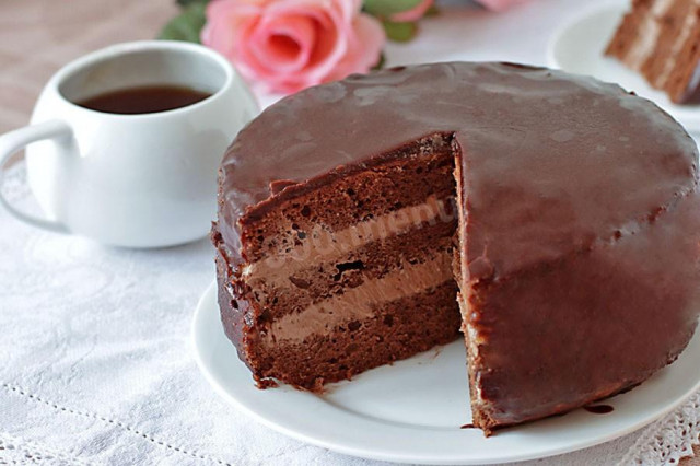 Prague chocolate cake with condensed milk