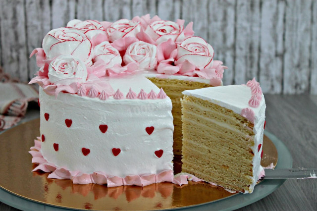 Stefania cake with flowers and mascarpone