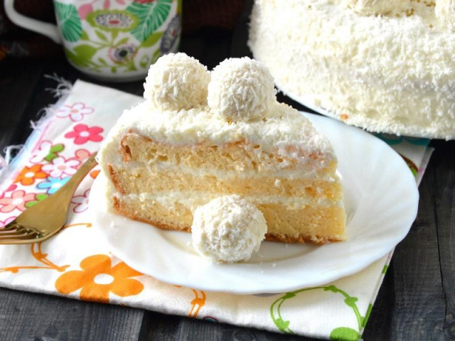 Raffaello cake with cottage cheese