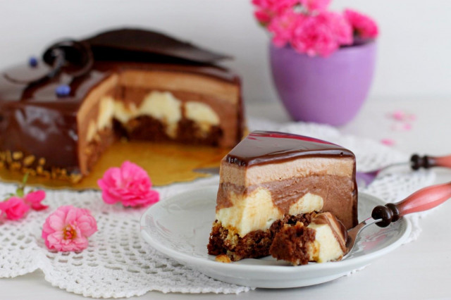 Three chocolate mousse cake