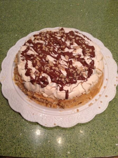 Snickers cake with boiled condensed milk