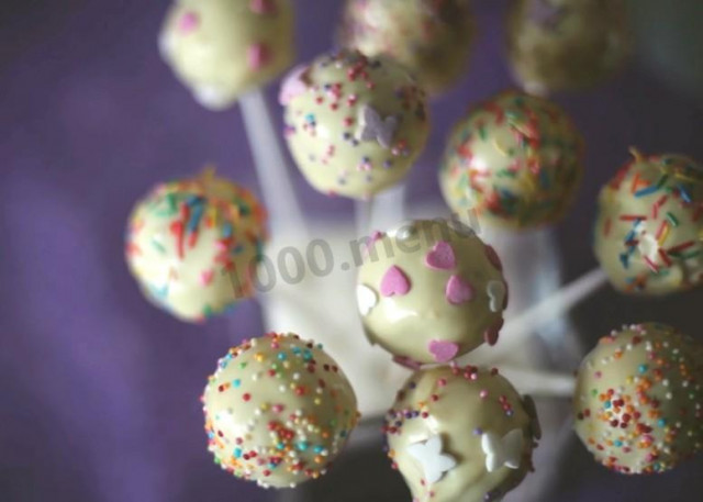 White cake pops on a stick