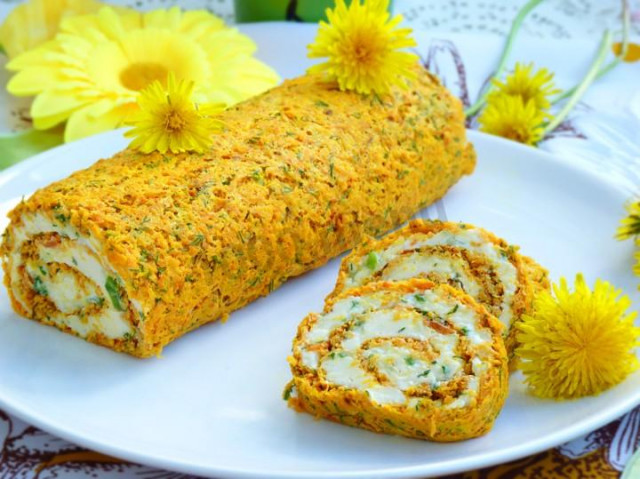 Carrot roll with cheese filling