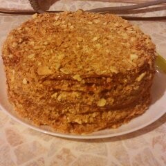 Napoleon cake with condensed cream