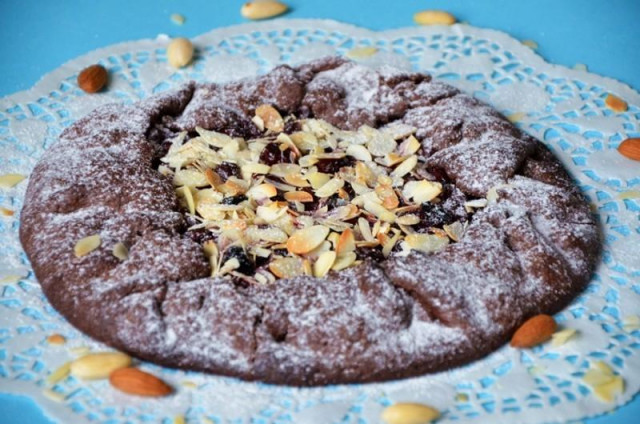 Chocolate biscuit with cherries