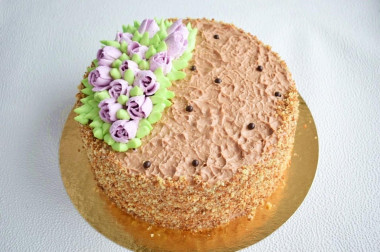 Cocoa cake with milk with prunes and walnuts