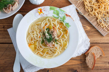 Chicken soup with homemade noodles classic