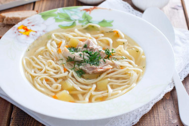 Chicken soup with homemade noodles classic