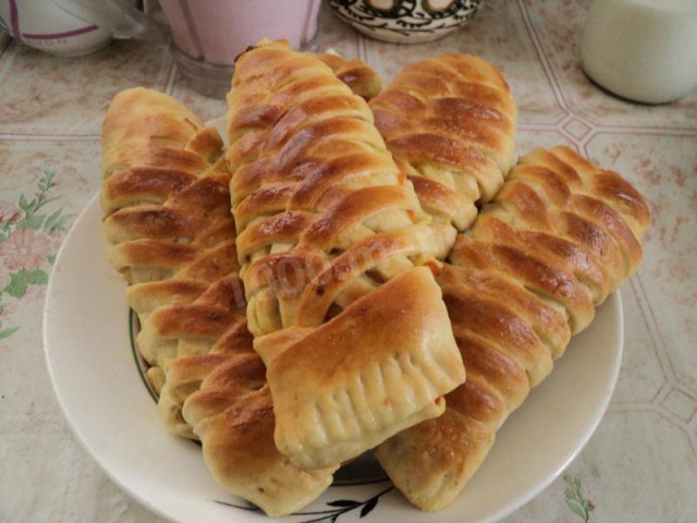 Fish pie made from yeast dough