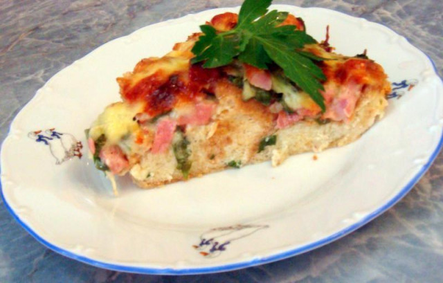 Egg casserole with ham in milk