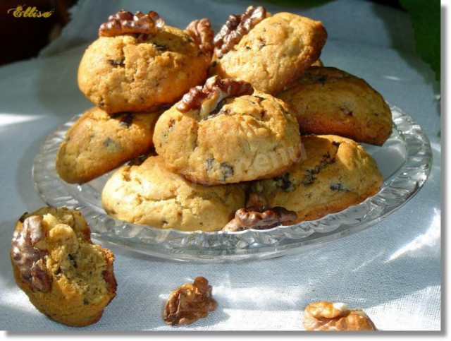 Coffee cookies with walnuts and chocolate chips