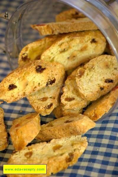 Biscotti cookies with almonds and candied fruits