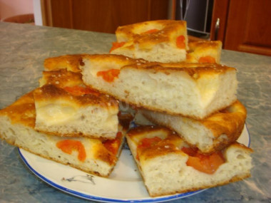 Potato focaccia with tomatoes