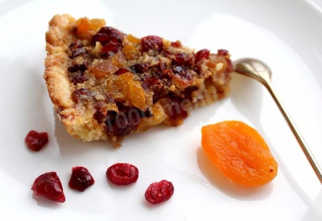 Pie with cranberries, nuts and dried apricots