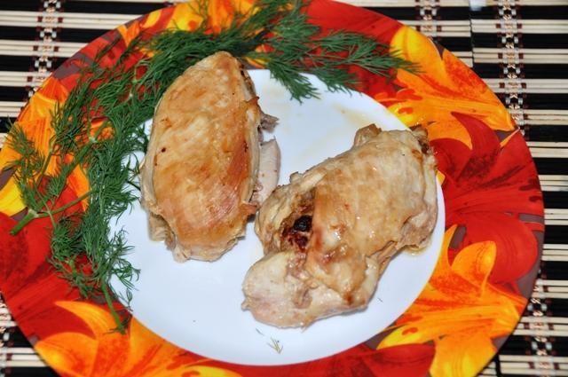 Chicken breast stuffed with meat minced meat with sauce