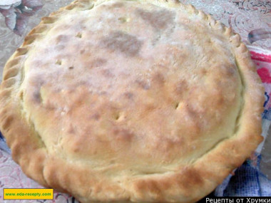 Yeast pie with minced meat and rice