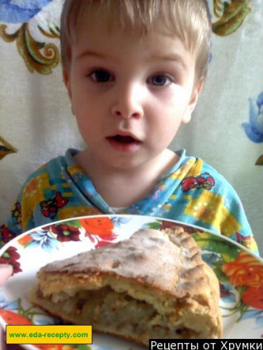 Yeast pie with minced meat and rice