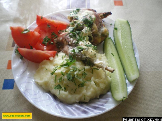 Rabbit in sour cream in Polish