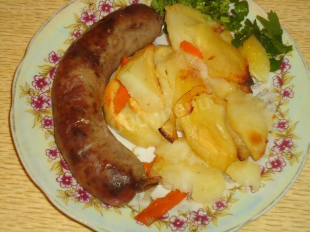 Baked potatoes with homemade sausage