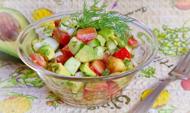 Cucumber tomato and avocado salad