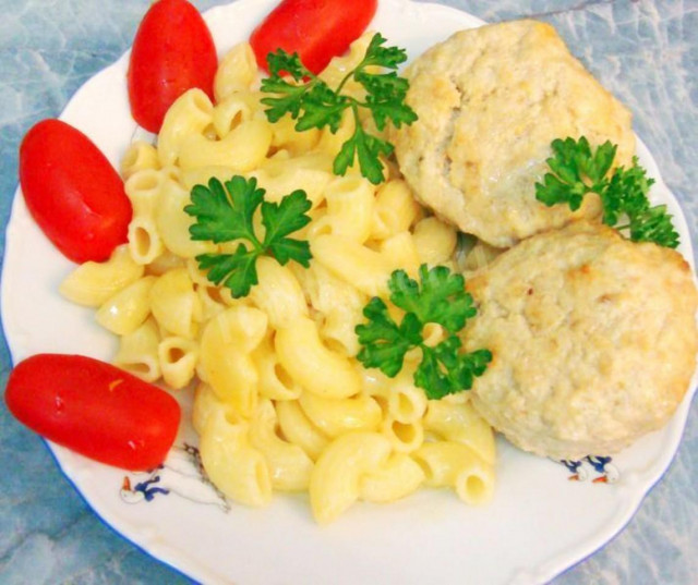 Chicken souffle with cream and sour cream in oven