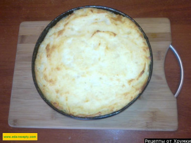 Casserole with potatoes and cheese meat in the oven