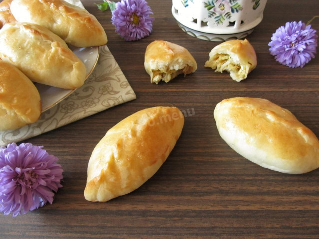 Pies in the oven like fluff on milk and dry yeast