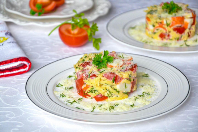 Salad with crab sticks without eggs