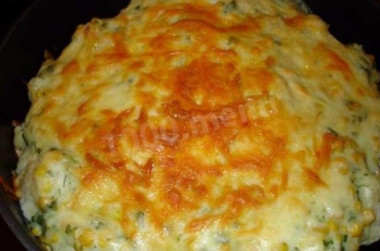 Cauliflower baked in the oven with hard cheese and egg