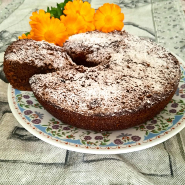 Chocolate cake without eggs, light, like a cloud