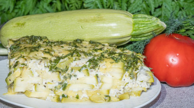 Zucchini casserole in cottage cheese sauce