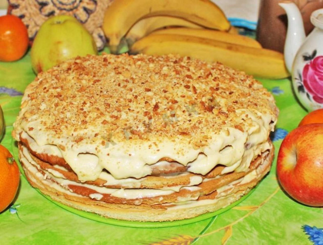 Honey cakes with cream on condensed milk and butter