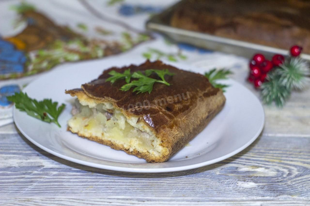 Meat potato pie with yeast