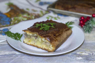 Meat potato pie with yeast