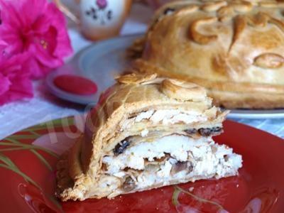 Chicken and mushroom pancake pie