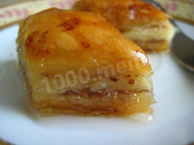 Turkish baklava in butter in honey syrup