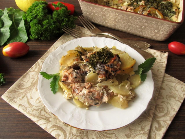 Fish casserole with salmon