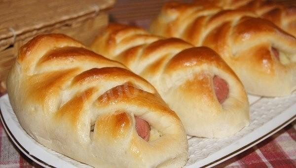 Sausage with potatoes in dough