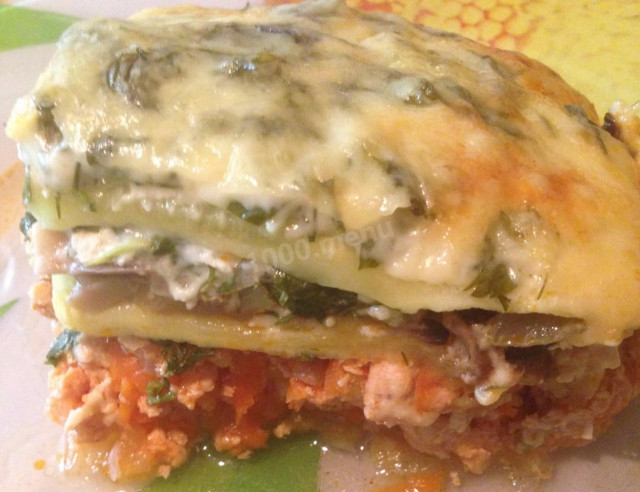 Zucchini lasagna with mushrooms