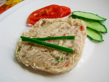 Chicken roll in a bottle with gelatin