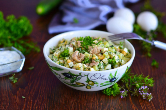 Canned pollock liver salad