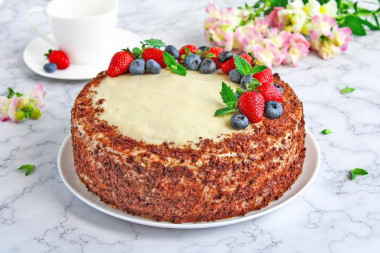 Sponge cake with custard